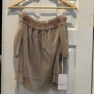 Amanda Uprichard Iridescent Off-Shoulder Top